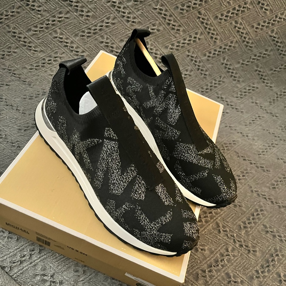 MICHAEL Michael Kors Black and Gray Slip-On Sneakers